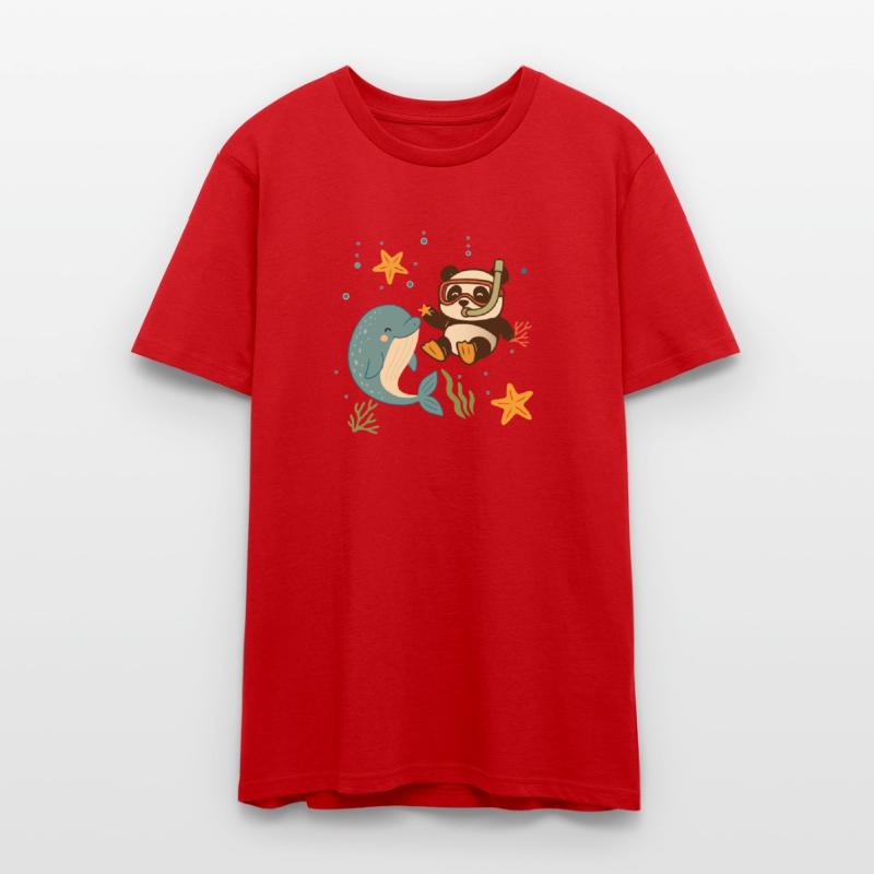 Panda Diving with Dolphin in the Sea