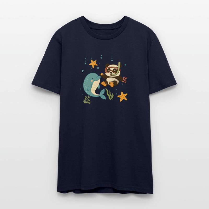 Panda Diving with Dolphin in the Sea