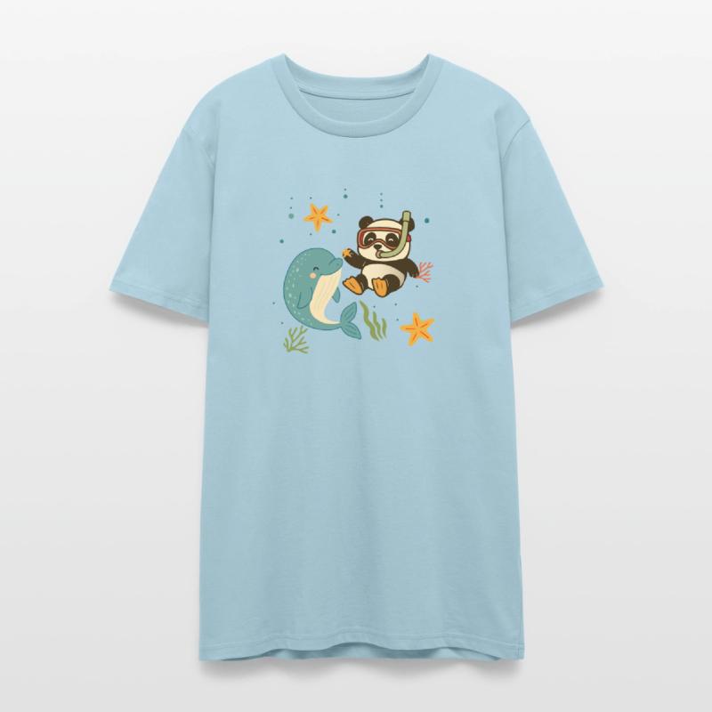 Panda Diving with Dolphin in the Sea