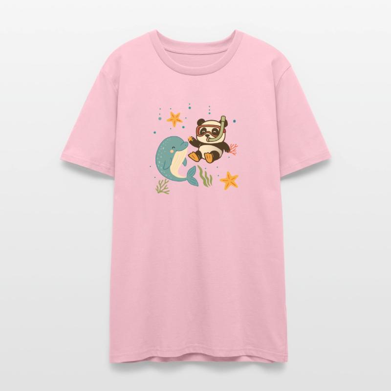 Panda Diving with Dolphin in the Sea