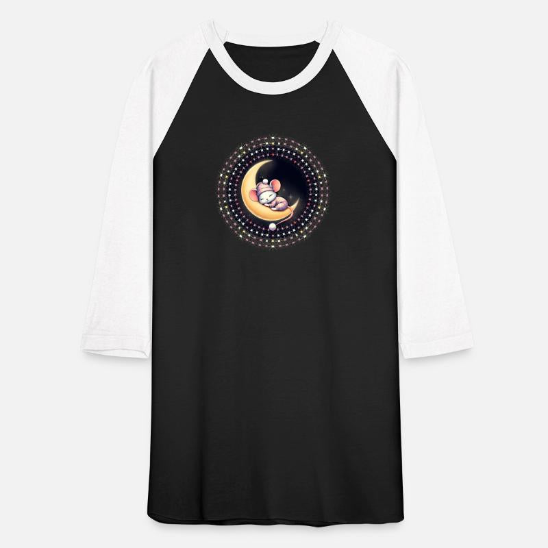 peacefully sleeping mouse on a crescent moon