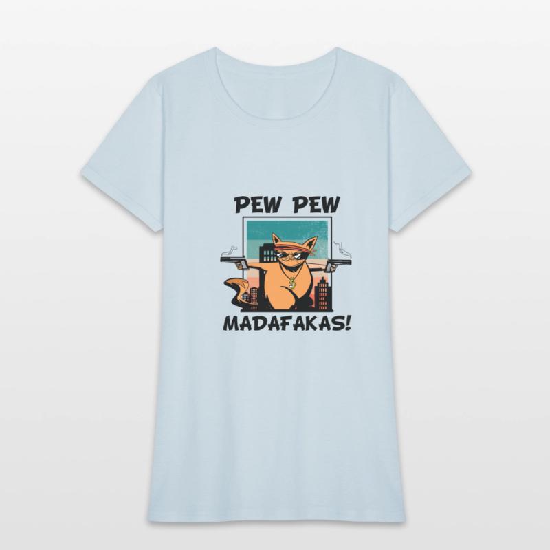 pew pew retro comic crazy cat