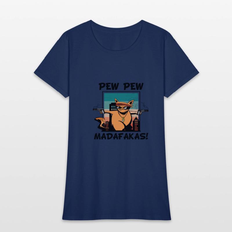 pew pew retro comic crazy cat