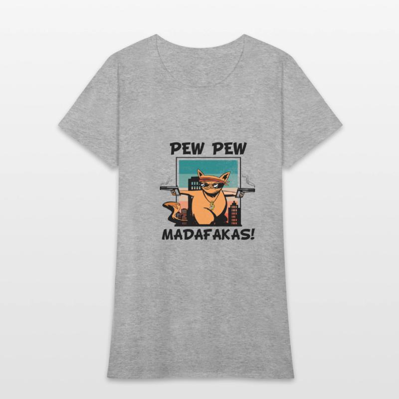 pew pew retro comic crazy cat