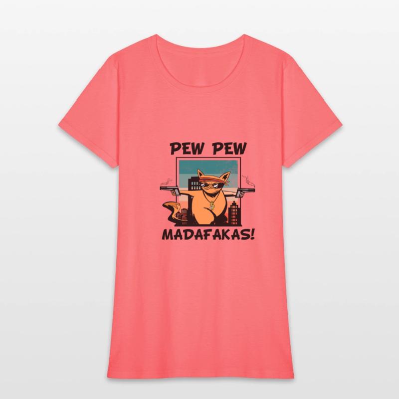 pew pew retro comic crazy cat