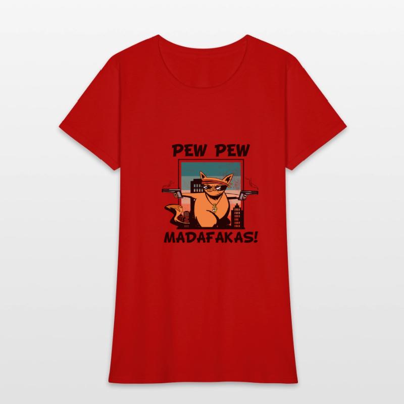 pew pew retro comic crazy cat