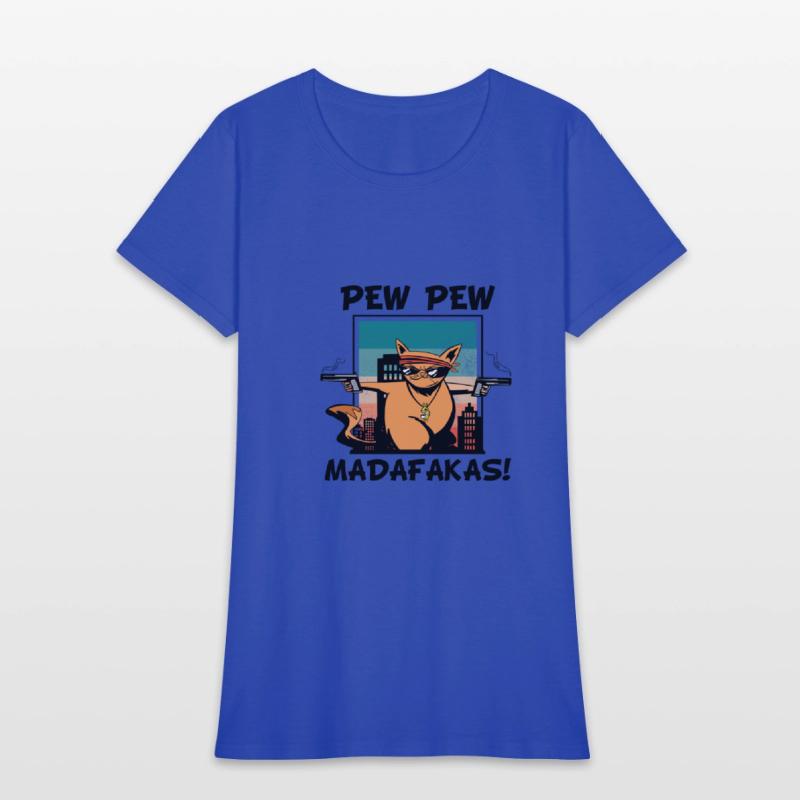 pew pew retro comic crazy cat