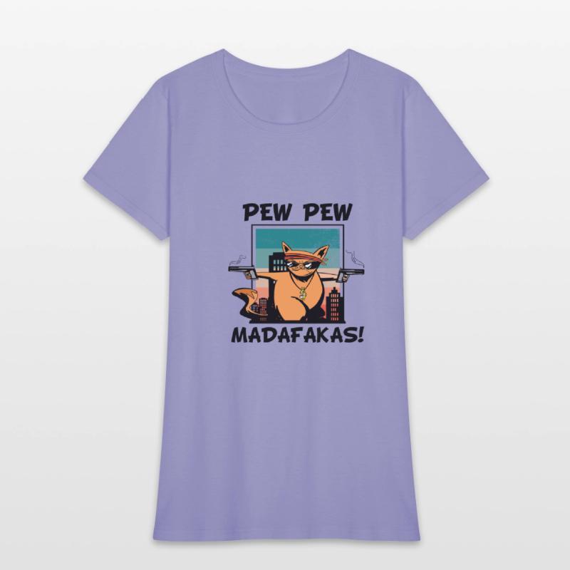 pew pew retro comic crazy cat