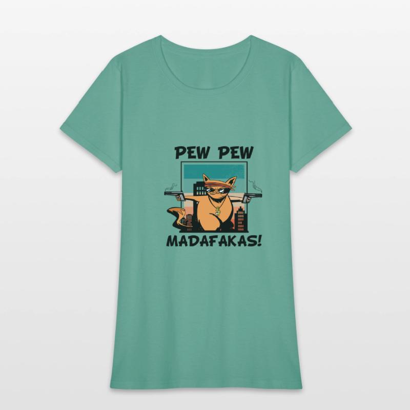 pew pew retro comic crazy cat