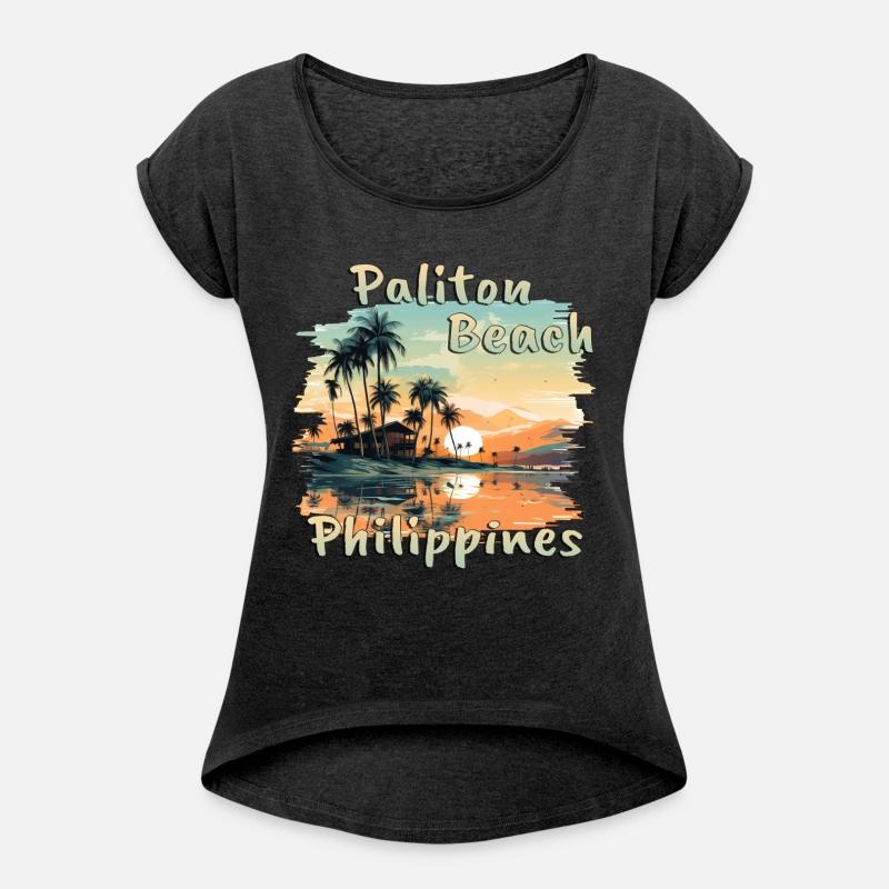 Philippines Paliton Beach Sunset Grunge Palm Trees