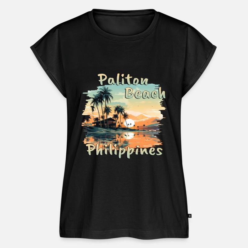 Philippines Paliton Beach Sunset Grunge Palm Trees