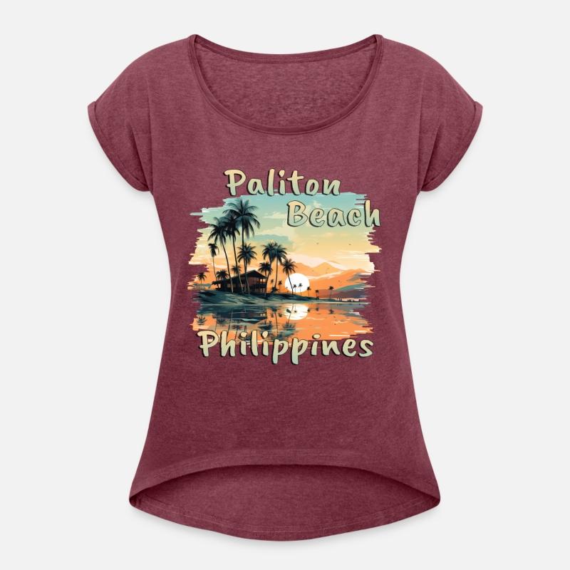 Philippines Paliton Beach Sunset Grunge Palm Trees