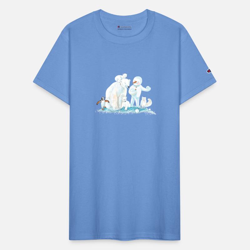 Polar Animals and Snowman in Ice Cold Winter