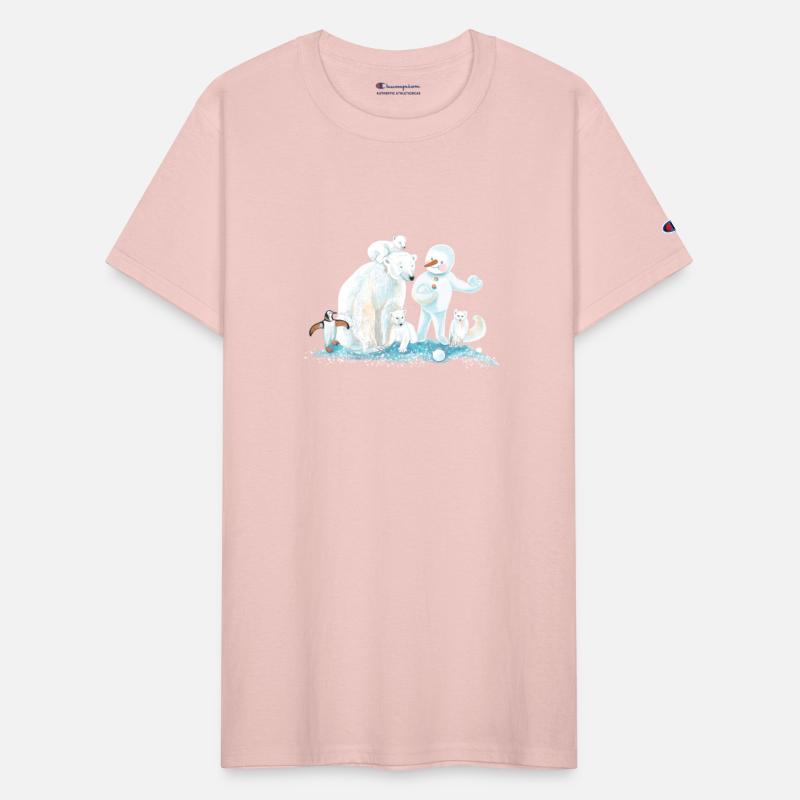 Polar Animals and Snowman in Ice Cold Winter