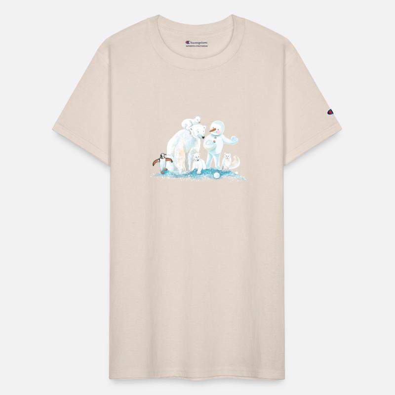 Polar Animals and Snowman in Ice Cold Winter