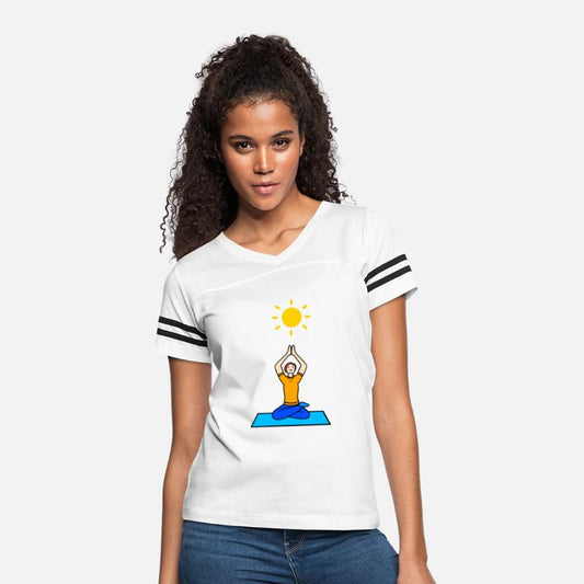 Pretty cartoon yoga woman spiritual pose