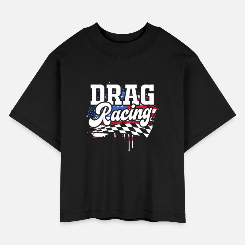 Racetrack Car Racing Lover US Flag Drag Racing