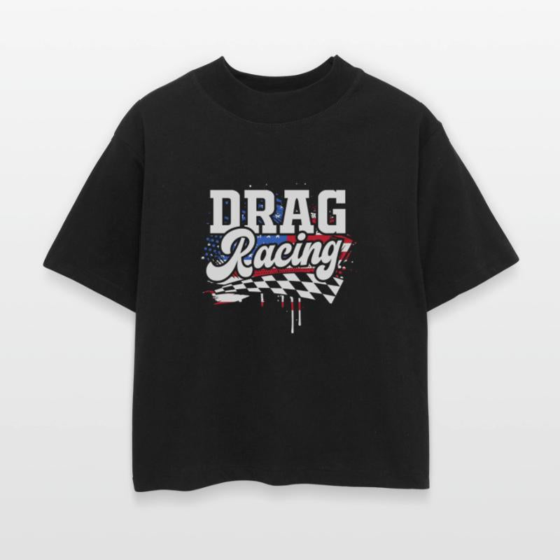 Racetrack Car Racing Lover US Flag Drag Racing