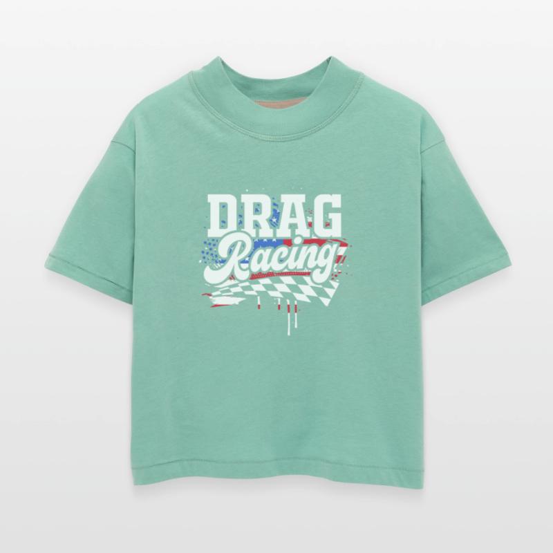 Racetrack Car Racing Lover US Flag Drag Racing