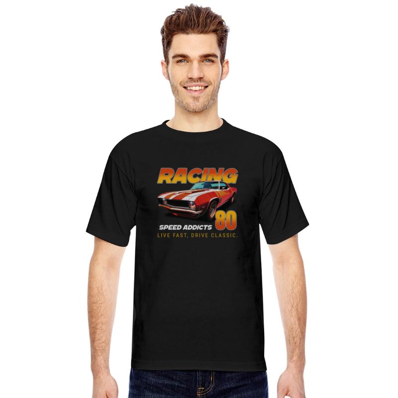 Racing Classic Car Graphic Tee, Retro Muscle Car