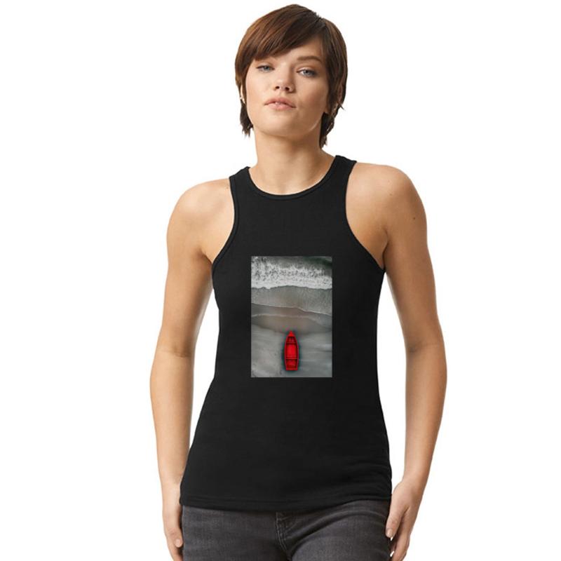 Red Boat on Grey Shore