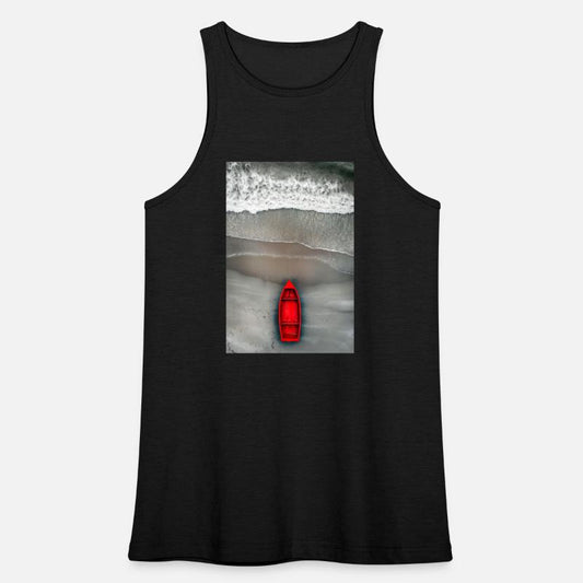 Red Boat on Grey Shore