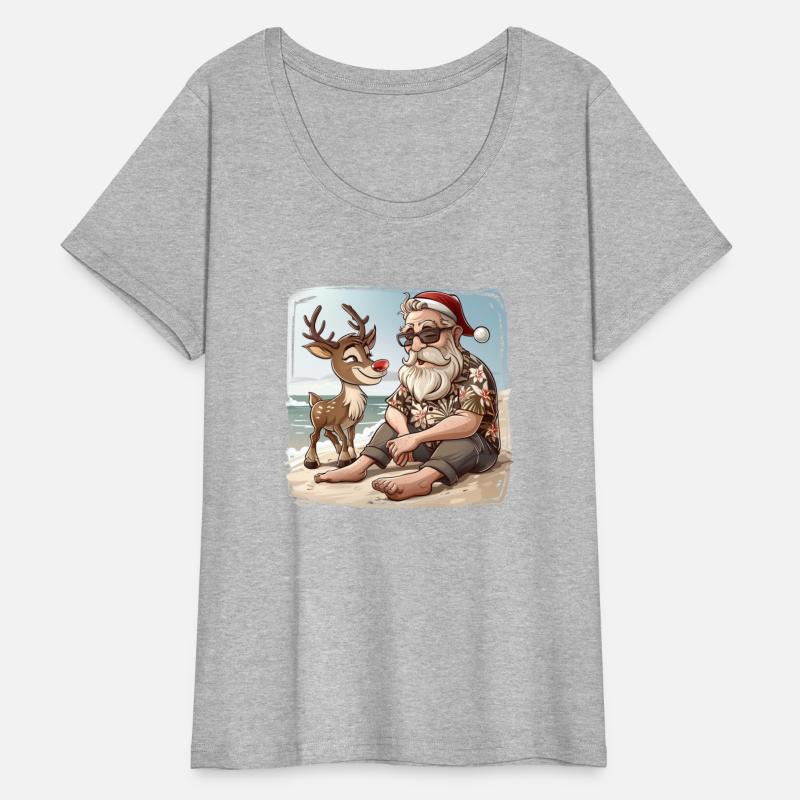 Santa and Rudolph on the Beach