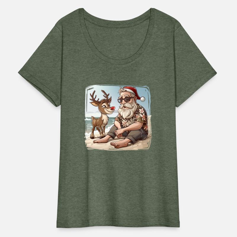 Santa and Rudolph on the Beach