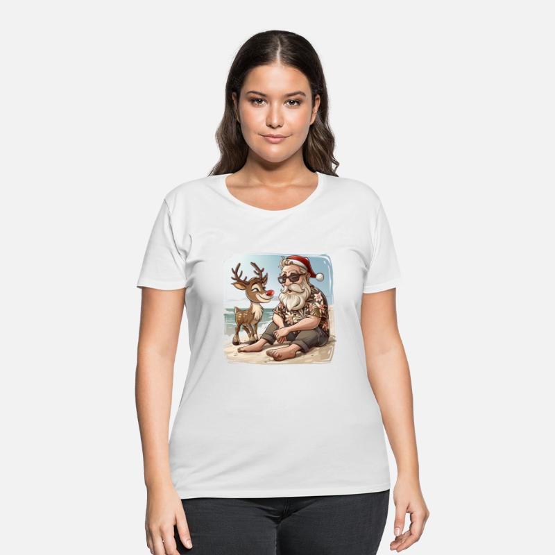 Santa and Rudolph on the Beach