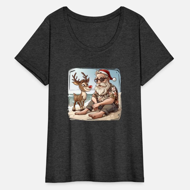 Santa and Rudolph on the Beach