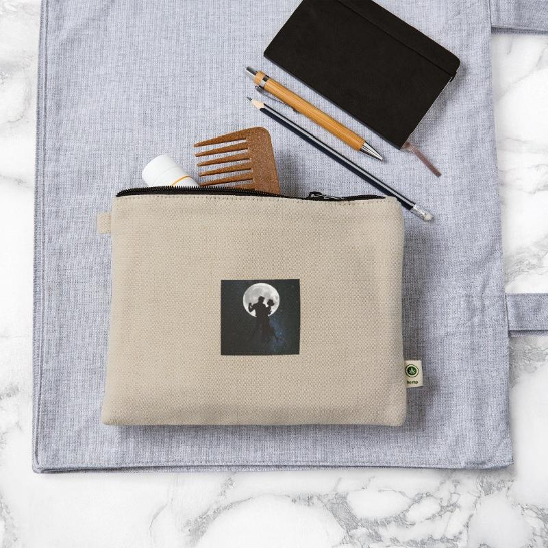 Silhouetted Couple Under Full Moon