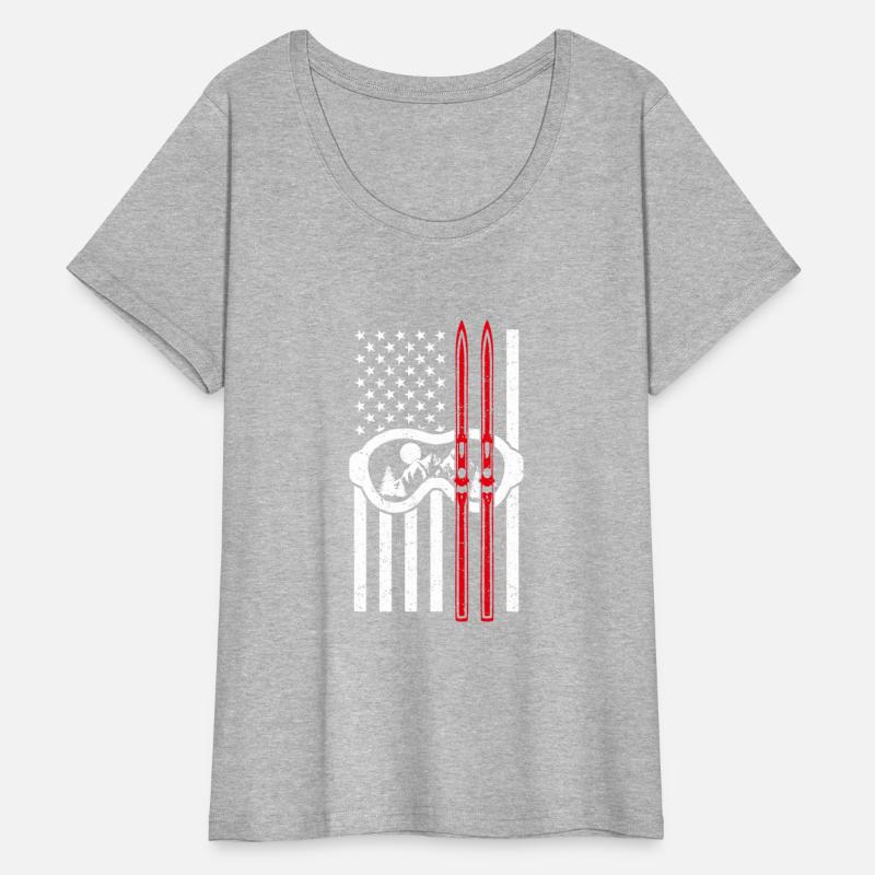 Skiing American Flag Snow Mountain Winter Patrioti