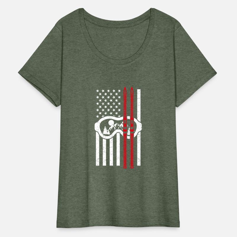 Skiing American Flag Snow Mountain Winter Patrioti
