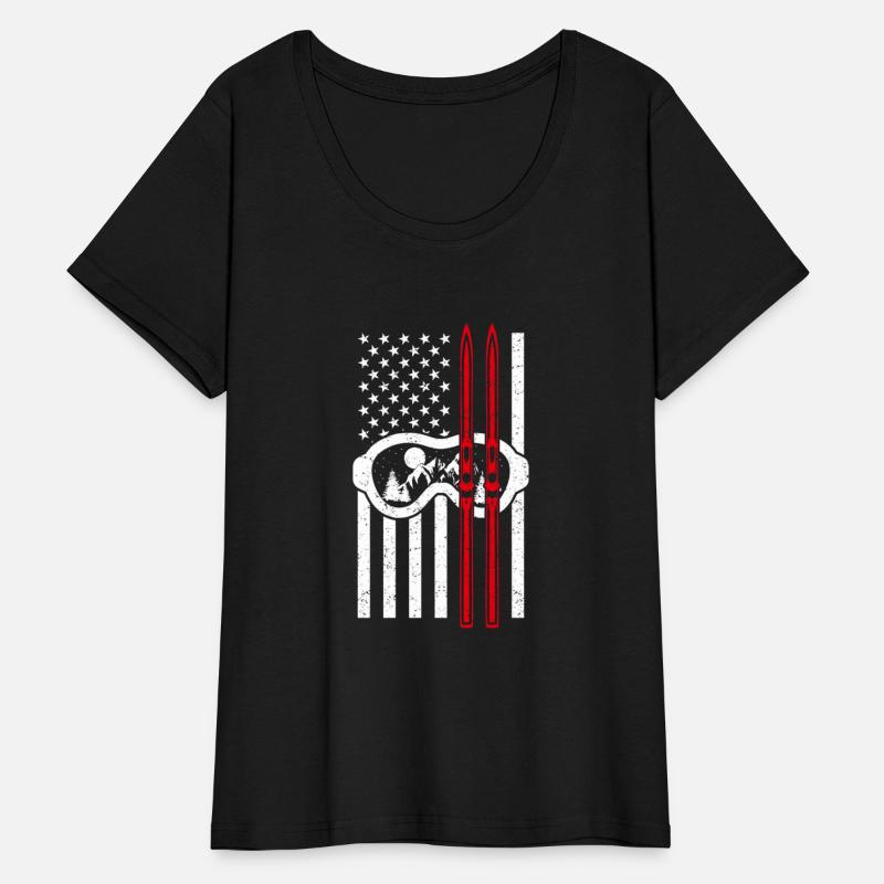 Skiing American Flag Snow Mountain Winter Patrioti