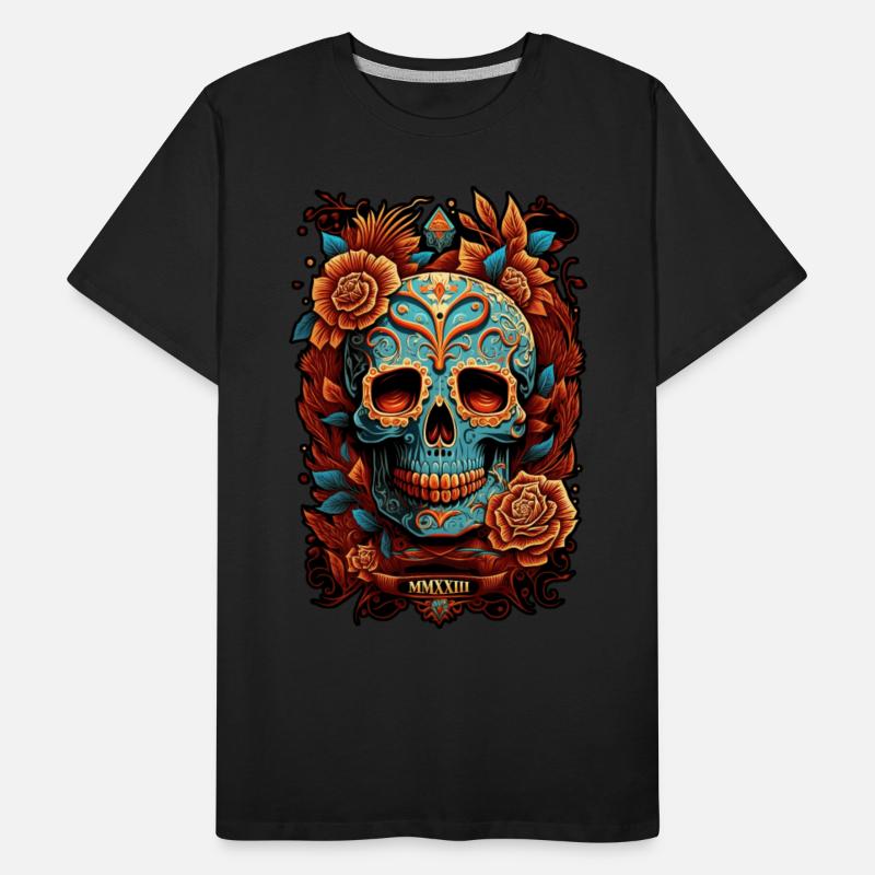 Skull Dia de los Muertos Halloween Tattoo
