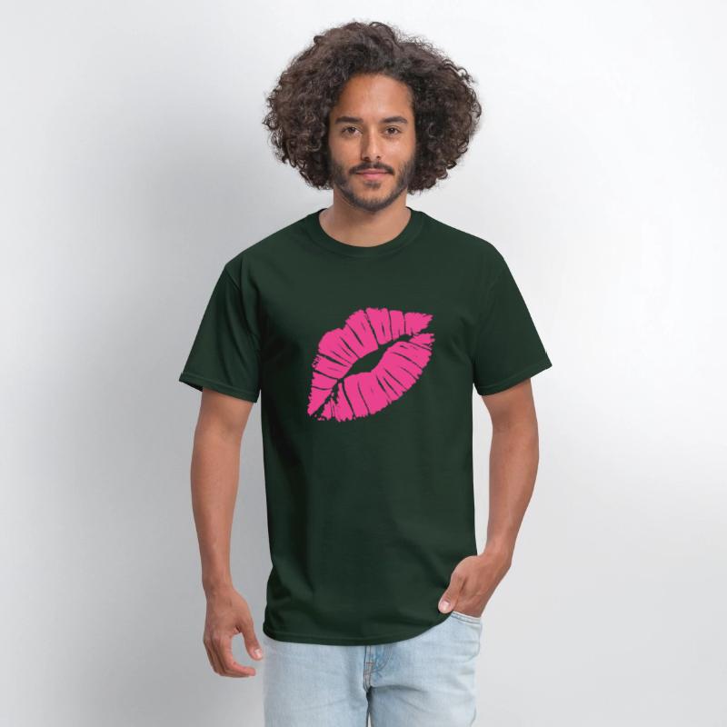 Smooch Pink Lipstick Kiss Mark Love Statement Tee