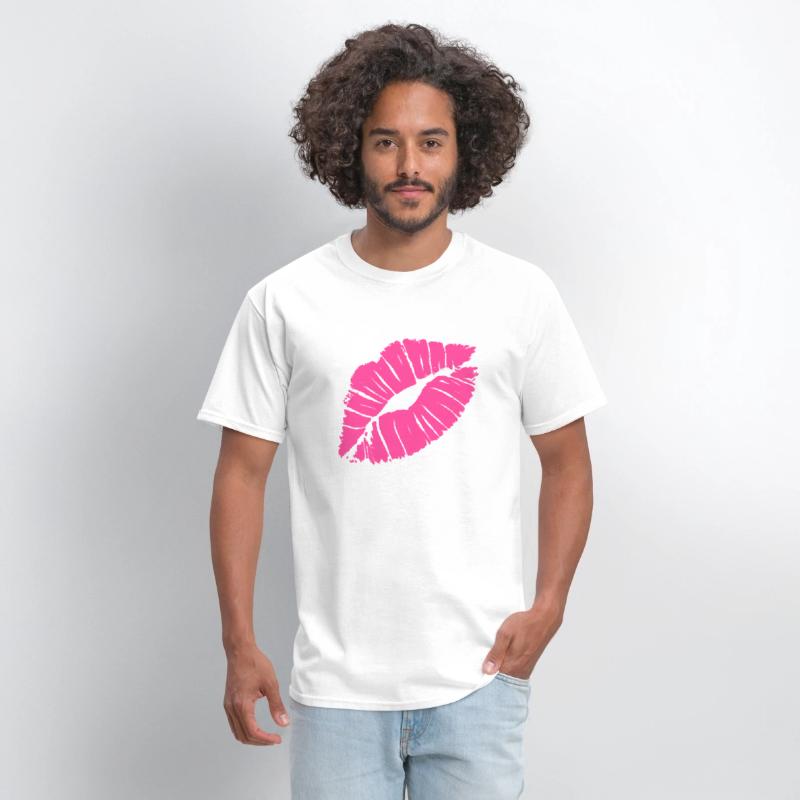 Smooch Pink Lipstick Kiss Mark Love Statement Tee
