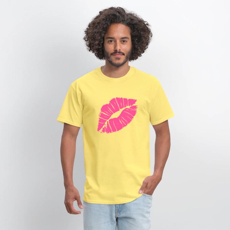 Smooch Pink Lipstick Kiss Mark Love Statement Tee