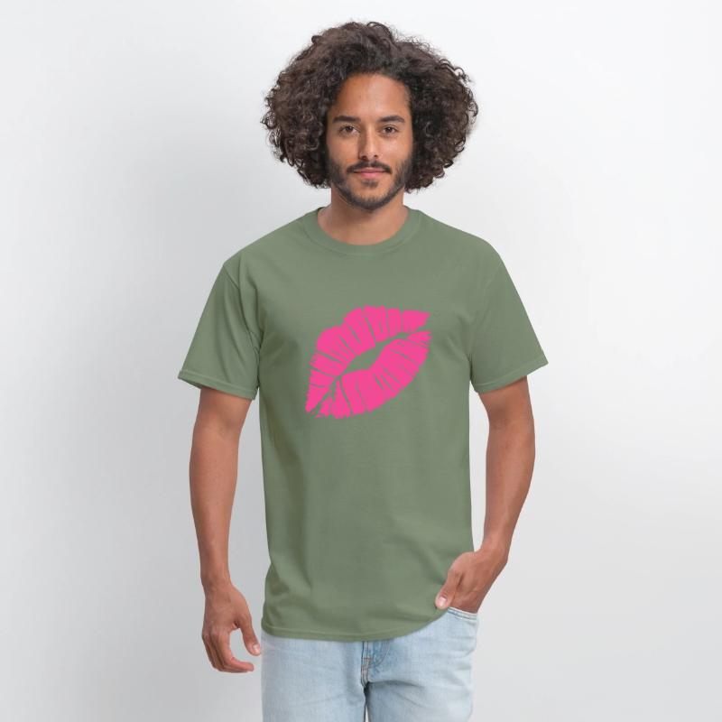 Smooch Pink Lipstick Kiss Mark Love Statement Tee