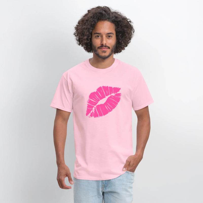Smooch Pink Lipstick Kiss Mark Love Statement Tee