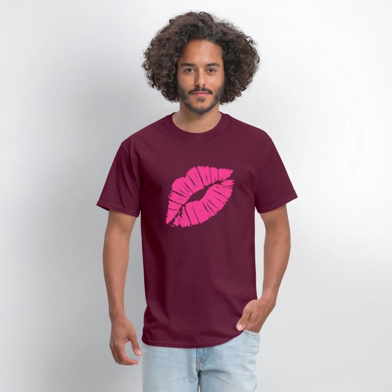 Smooch Pink Lipstick Kiss Mark Love Statement Tee