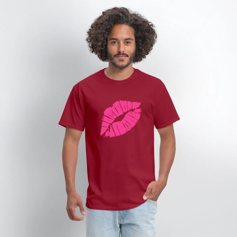 Smooch Pink Lipstick Kiss Mark Love Statement Tee