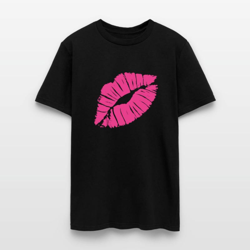 Smooch Pink Lipstick Kiss Mark Love Statement Tee