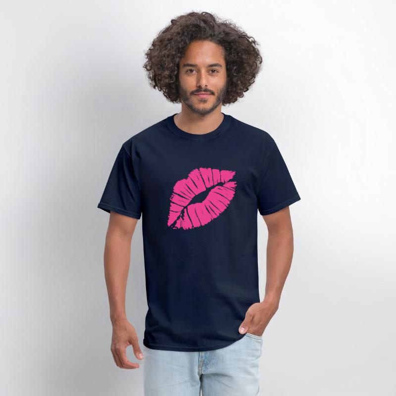 Smooch Pink Lipstick Kiss Mark Love Statement Tee