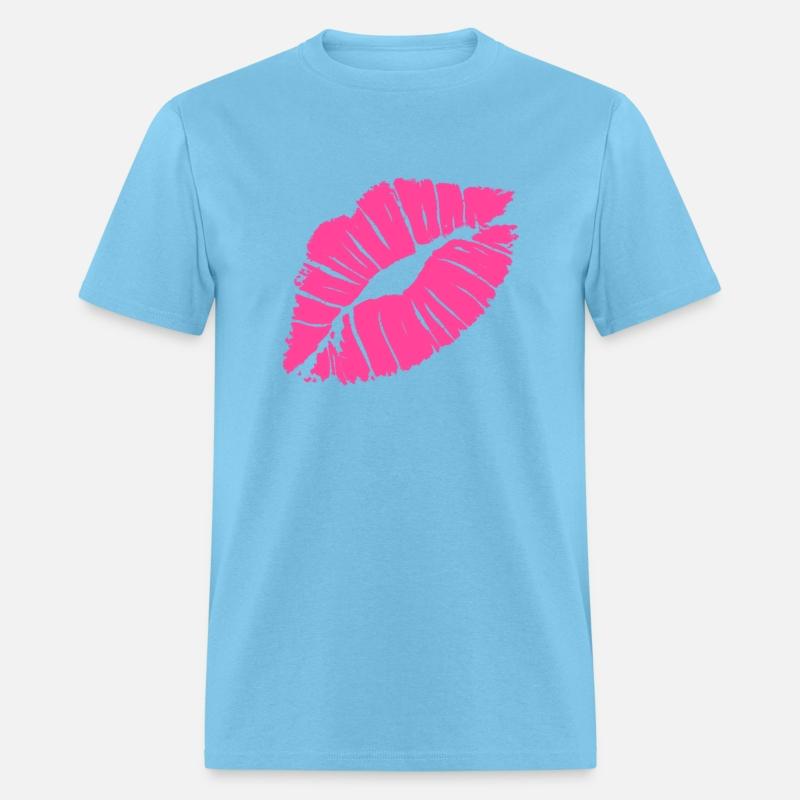 Smooch Pink Lipstick Kiss Mark Love Statement Tee