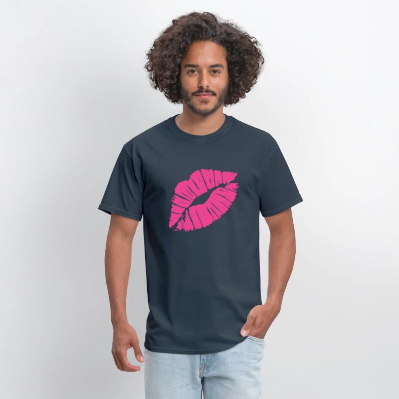 Smooch Pink Lipstick Kiss Mark Love Statement Tee