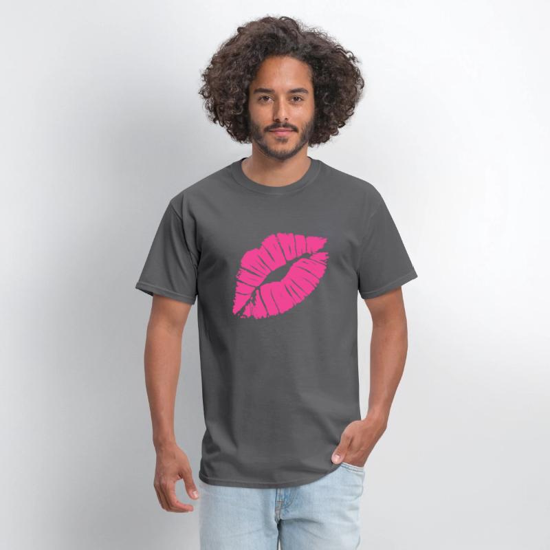 Smooch Pink Lipstick Kiss Mark Love Statement Tee