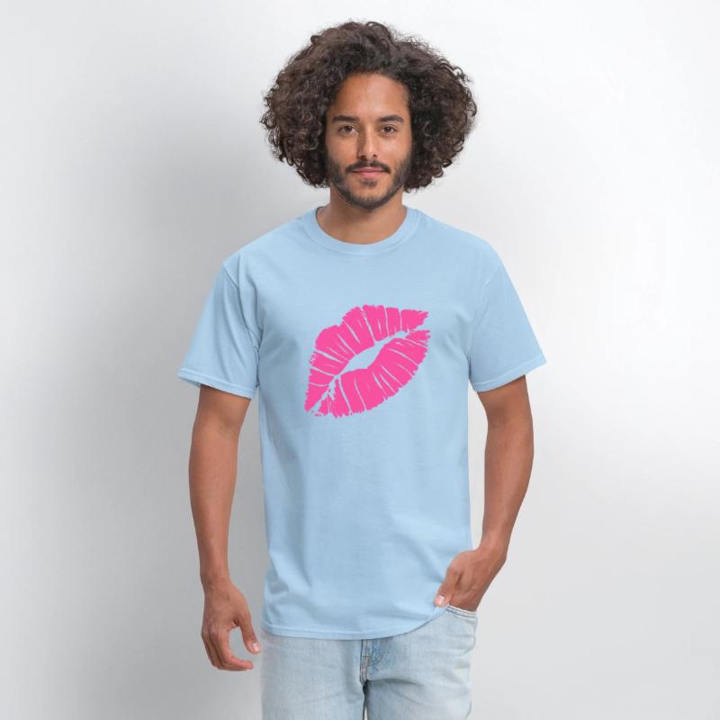 Smooch Pink Lipstick Kiss Mark Love Statement Tee