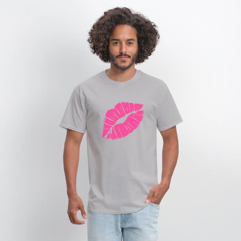 Smooch Pink Lipstick Kiss Mark Love Statement Tee