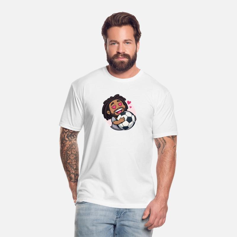 Soccer cartoon brunette man face in love